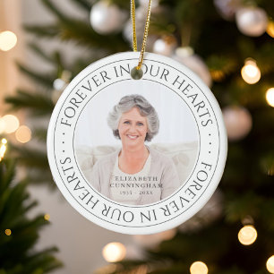 Voor altijd in ons hart Memorial Elegant Foto Keramisch Ornament