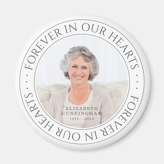 Voor altijd in ons hart Memorial Elegant Foto Magneet (Voorkant)