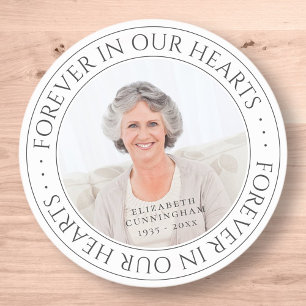 Voor altijd in ons hart Memorial Elegant Foto Ronde Sticker