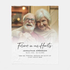 Voor altijd in ons hart Memorial Foto & Bericht Fleece Deken