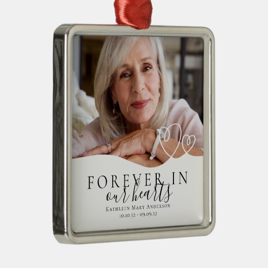 Voor altijd in ons hart Memorial Metalen Ornament (Rechts)