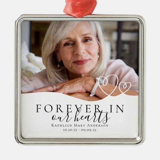Voor altijd in ons hart Memorial Metalen Ornament (Voorkant)