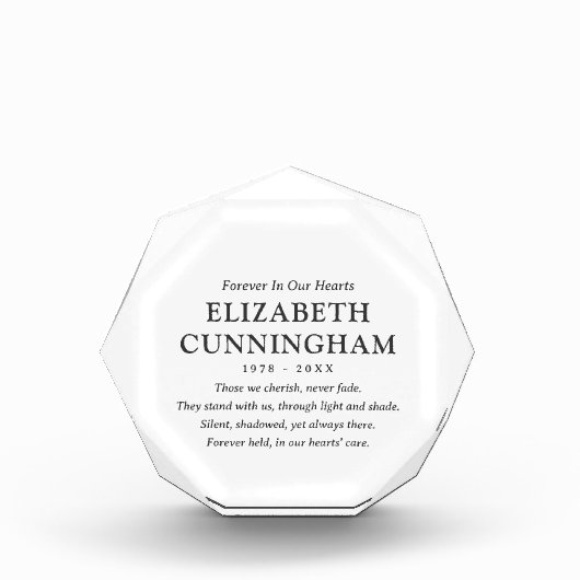 Voor altijd in ons hart Memorial Modern eenvoudig  Fotoblokken (Voorkant)