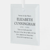 Voor altijd in ons hart Memorial Modern eenvoudig  Glas Ornament (Voorkant links)