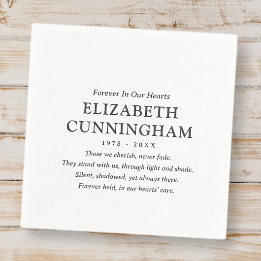 Voor altijd in ons hart Memorial Modern eenvoudig  Servet