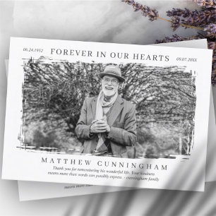 Voor altijd in ons hart Memorial Modern Simple Pho Bedankkaart