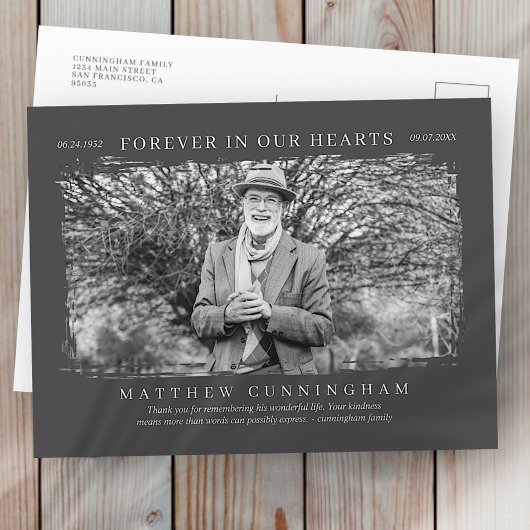 Voor altijd in ons hart Memorial Modern Simple Pho Briefkaart