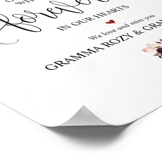 Voor altijd in ons hart Memorial Sign. Poster (Hoek)