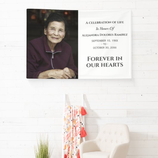 Voor altijd in ons hart Modern Aangepast Foto Memo Spandoek (Insitu)