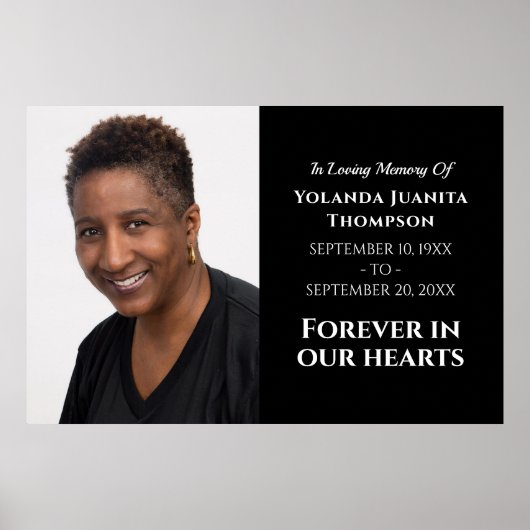 Voor altijd in ons hart Moderne begrafenisfoto Poster (Voorkant)