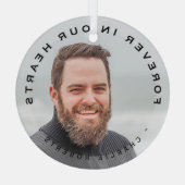 Voor altijd in ons hart Moderne Bekledingsfotoglas Glas Ornament (Achterkant)