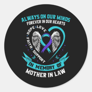 Voor altijd in ons hart Moeder in de wet Zelfmoord Ronde Sticker