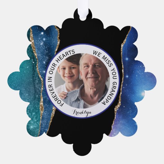 Voor altijd in ons hart Opa Modern Ornament Kaart (Achterkant)