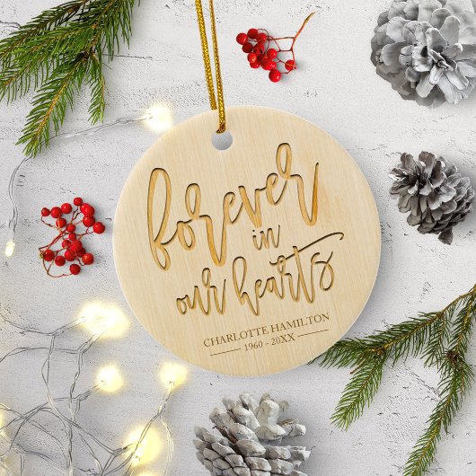 Voor altijd in ons hart Persoonlijke foto Memorial Keramisch Ornament