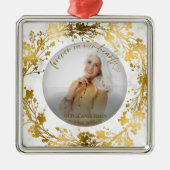 Voor altijd in ons hart Persoonlijke foto Memorial Metalen Ornament (Voorkant)