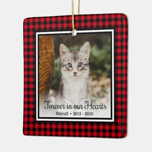 Voor altijd in ons hart rode buffelstaart keramisch ornament (Links)