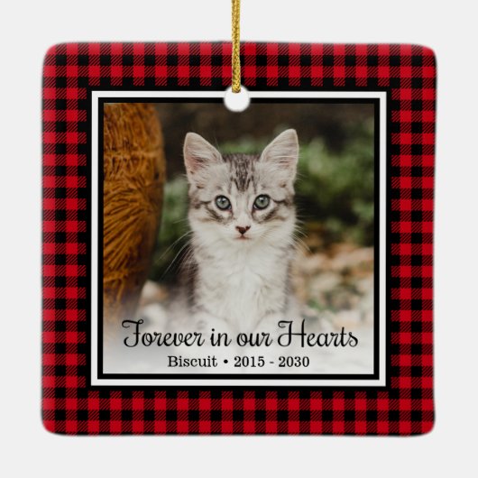 Voor altijd in ons hart rode buffelstaart keramisch ornament (Achterkant)