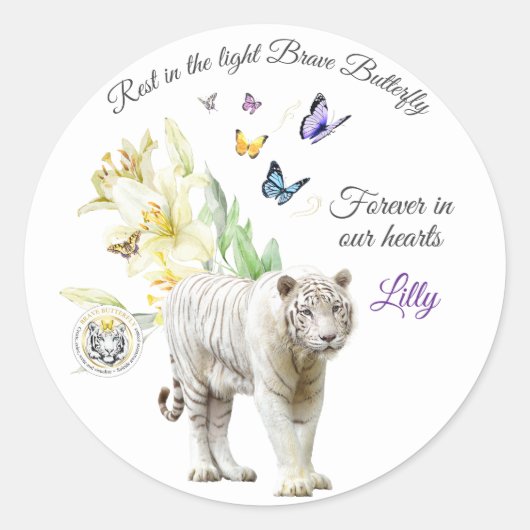 Voor altijd in ons hart. ronde sticker (Voorkant)