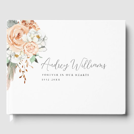 "Voor altijd in ons hart" Simpel, bohemien, Gastenboek (Voorkant)