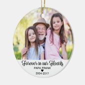 Voor altijd in ons hart Sympathie Memorial 2 Foto Keramisch Ornament (Links)