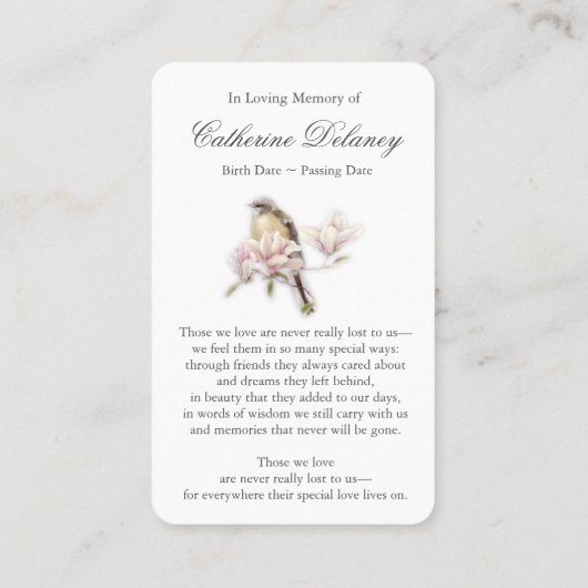 Voor altijd in ons hart Tulpen Gebed Sympathie Kaa Visitekaartje (Achterkant)