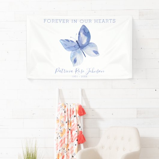 Voor altijd in ons hart vlinder begrafenis spandoek (Insitu)
