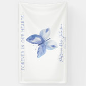 Voor altijd in ons hart vlinder begrafenis spandoek (Verticaal)