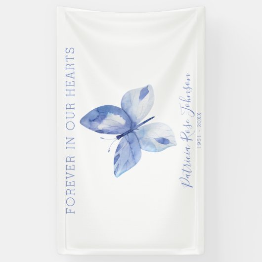 Voor altijd in ons hart vlinder begrafenis spandoek (Verticaal)