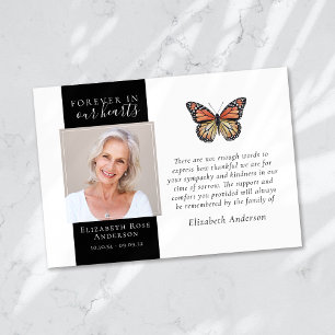 Voor altijd in ons hart vlinderfoto sympathie bedankkaart