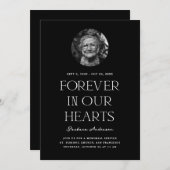 Voor altijd in ons hart | Zwarte begrafenis Kaart (Voorkant / Achterkant)
