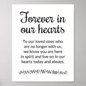 Voor altijd in ons harten bruiloft Memorial Sign Poster (Voorkant)
