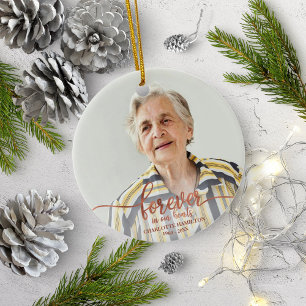 Voor Altijd In Onze Hart Personalized Foto Herdenk Keramisch Ornament