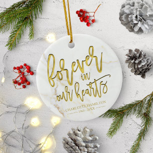 Voor Altijd In Onze Hart Personalized Foto Herdenk Keramisch Ornament