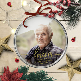 Voor Altijd In Onze Hart Personalized Fotoherdenki Metalen Ornament