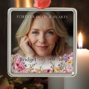 Voor Altijd In Onze Hart Roze Wilde Bloemen Herden Metalen Ornament