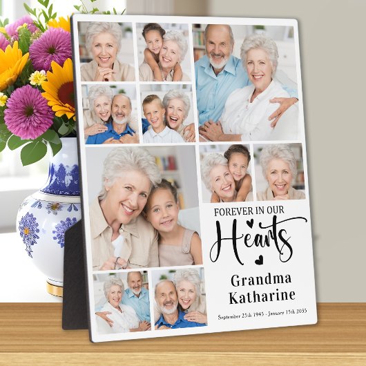 Voor altijd in onze harten 10 Foto Collage Memoria Fotoplaat