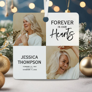 Voor altijd in onze harten 4Photo Memorial Metalen Ornament