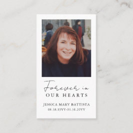 Voor altijd in onze harten begrafenis gebed Kaart Visitekaartje