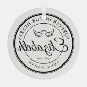 Voor altijd in onze harten Begrafenis Gedenkteken  Glas Ornament (Achterkant)