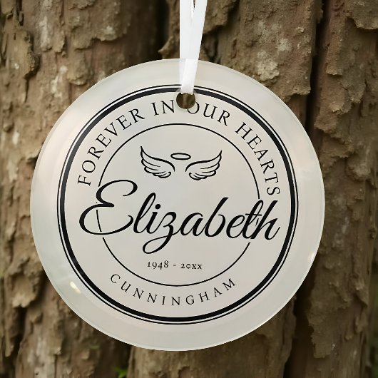 Voor altijd in onze harten Begrafenis Gedenkteken  Glas Ornament