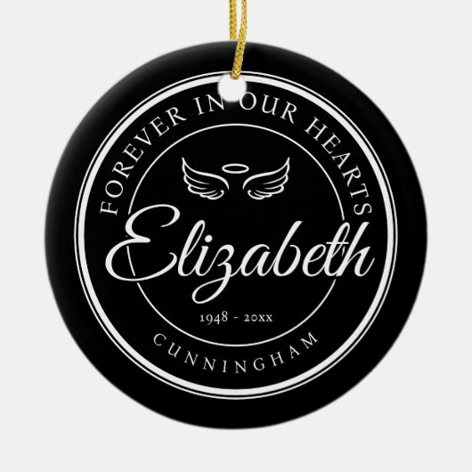 Voor altijd in onze harten Begrafenis Gedenkteken  Keramisch Ornament (Voorkant)