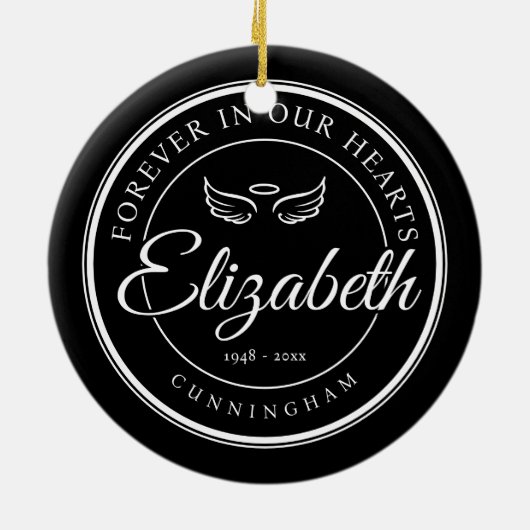 Voor altijd in onze harten Begrafenis Gedenkteken  Keramisch Ornament (Achterkant)