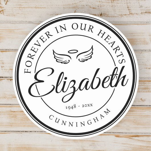 Voor altijd in onze harten Begrafenis Gedenkteken  Ronde Sticker