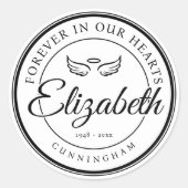 Voor altijd in onze harten Begrafenis Gedenkteken  Ronde Sticker (Voorkant)