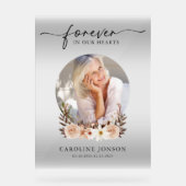 Voor altijd in onze harten begrafenisdienst acryl bord (Voorkant)