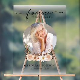 Voor altijd in onze harten begrafenisdienst acryl bord