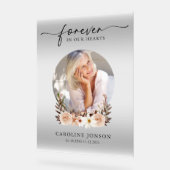 Voor altijd in onze harten begrafenisdienst acryl bord (Hoek)