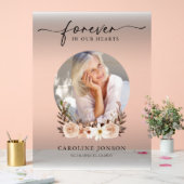 Voor altijd in onze harten begrafenisdienst acryl bord (Huwelijk)