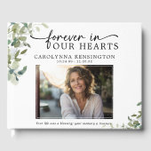 Voor altijd in onze harten begrafenisdienst gastenboek (Voorkant)