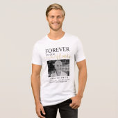 Voor altijd in onze harten Begrafenisfoto Memorial Tri-Blend Shirt (Voorkant volledig)